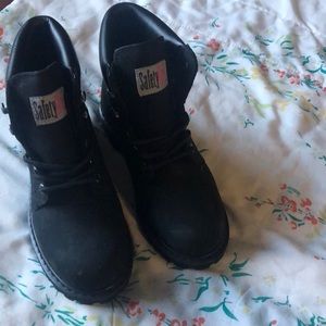 Steel toe work shoes.